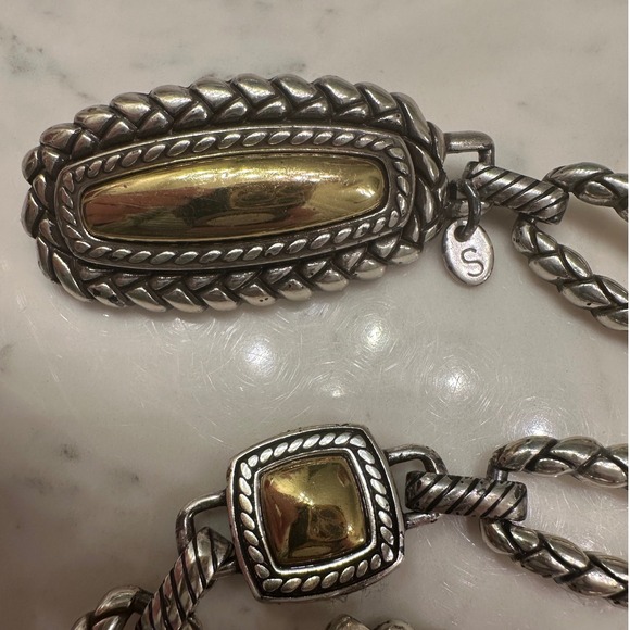 Brighton Silver&Gold Tone Braided Chain Belt Women Vintage Retro Old Money READ - Picture 4 of 5